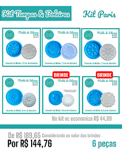 Kit Tampas & Boleiras  - Paris - 4 Moldes + 2 Brindes