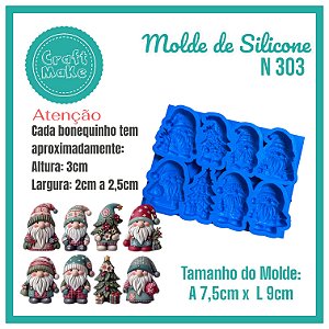 Molde de Silicone 303 - Mini Papais Noéis Nórdicos (Natal)