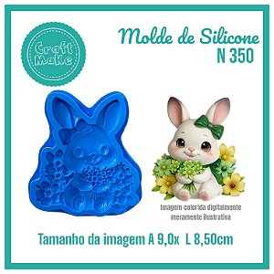 Molde de Silicone - N 350 Coelha com Flores Páscoa