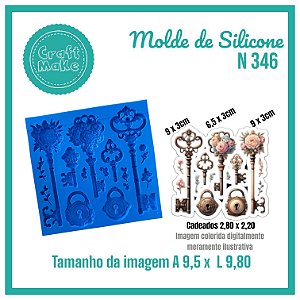 Molde de Silicone - N 346 Chaves com Flores (Dia das Mães)