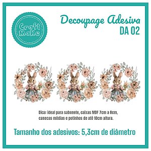 Decoupage Adesiva - DA 02 - Coelha Vintage Vestido Azul e Rosa