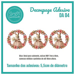 Decoupage Adesiva - DA 04 - Coelha Vintage Vestido Salmão
