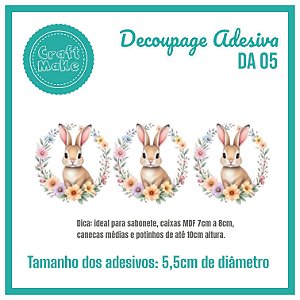 Decoupage Adesiva - DA 05 - Coelho Guirlanda