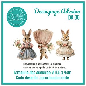 Decoupage Adesiva - DA 06 - Coelhas Provençais