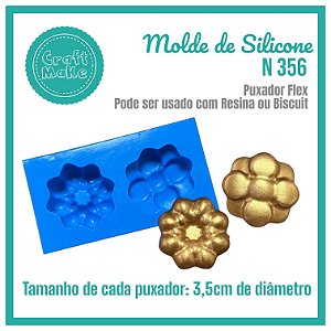 Molde de Silicone - Molde 356 - Puxador Duo - 4 pétalas