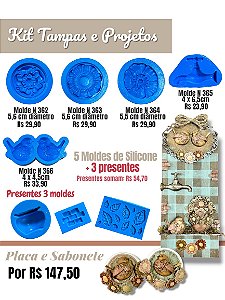Kit Tampas e Projetos - 3 presentes