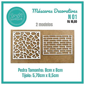 Aplique Decor - Máscara Decorativa - Mod 01 - tijolo e pedra