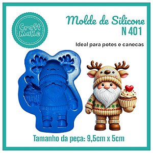 Molde 401 - Papai Noel Nórdico CupCake em Pé (Natal 2026)