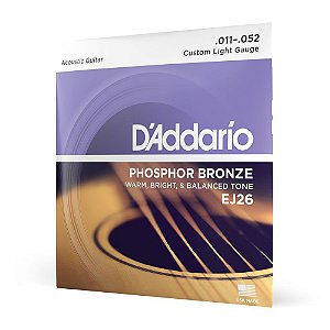 Encordoamento Violão Aço .011 D Addario Phosphor Bronze EJ26