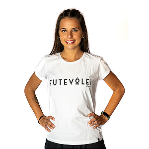 Camiseta baby look de algodão futevôlei Feminina - Branca