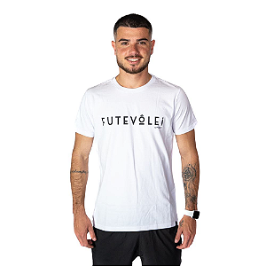 Camiseta de algodão futevôlei masculina - Branca