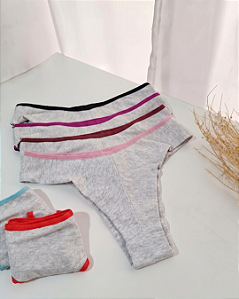 Kit 3 Calcinhas Hera em Algodão - Fio Duplo – Cores Sortidas
