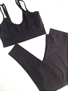 Legging Básica Compressão + Top Peônia Plus Size