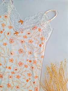 Kit Camisola + Robe Flores em Aquarela
