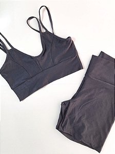 Bermuda Básica Compressão + Top Lótus Urbana Plus Size