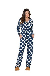 Pijama Camisaria Manga Longa Azul Marinho