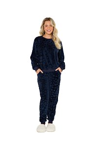 Pijama Manga Longa Fleece Corações