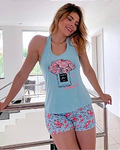 Pijama Regata Floraly Azul Claro