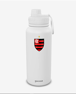 Garrafa Térmica Gocase 950ml Cor Branco Escudo Flamengo