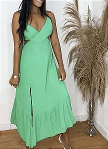 Vestido mídi  Emília fenda frontal costa nuaa