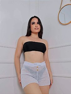Saída Short Helena em tricô branco