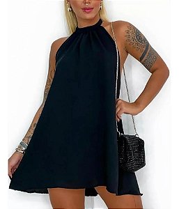 Vestido Ariana preto frente única costa nua