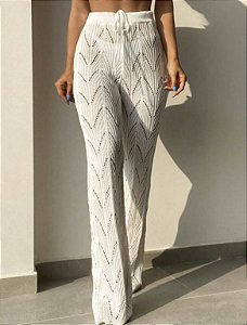 Calça Renata  saída de praia  tricott branca