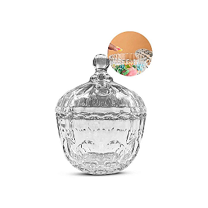 Bomboniere com tampa de vidro decorado baleiro luxo 310ml