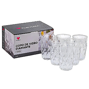 Jogo 6 copos Diamante 370ml Praticasa