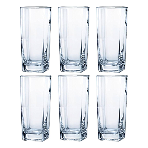 Jogo 6 copos de vidro quadrado quadrado Texas 320ml Praticasa