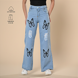Calça Estampada Borboleta Clara Jeans