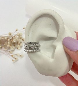 Piercing Fake Pérolas com Strass Prata