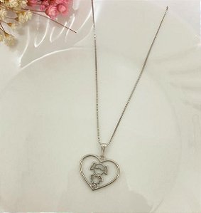 Colar Menina Coração Prata