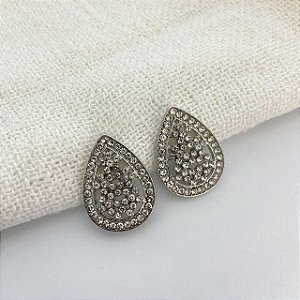 Brinco Gota Brilhosa Fashion Prata