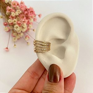 Piercing Fake Pedrinhas Brancas Dourado