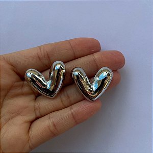 Brinco Coração Metalizado