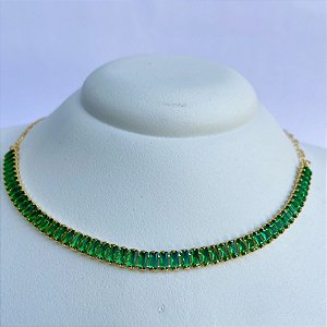 Colar Pedraria Verde Esmeralda