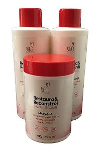D'ale Restaura & Reconstrói - Kit Maçã + Seivamel (Shampoo 1 litro + Condicionador 1 litro + Máscara 1kg)