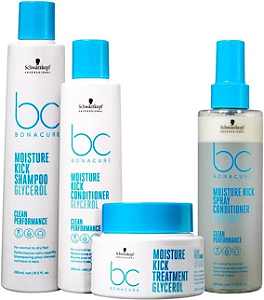 Kit Schwarzkopf BC Clean Moisture Kick Shampoo 250mL + Condicionador 200mL + Máscara 200mL + Spray Condicionador 200ml