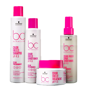 Kit Schwarzkopf BC Clean Color Freeze Shampoo 250mL + Condicionador 200mL + Máscara 200mL + Spray Condicionador 200mL