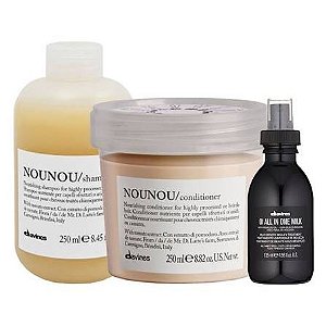 Kit Davines NouNou Shampoo 250mL + Condicionador 250mL + Ol Milk Oleo 135mL