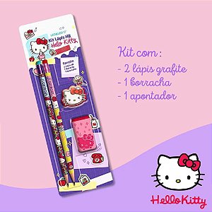 Kit Hello Kitty Com Lapis, Borracha e Apontador