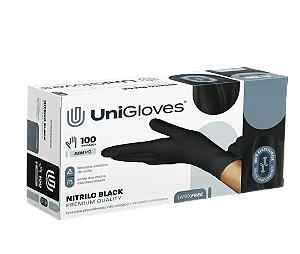 Luva Nitrilica Preta para procedimento (sem pó) - UniGloves