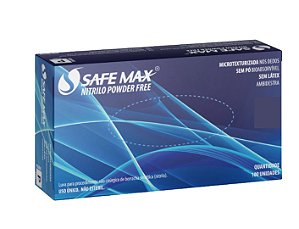Luva Nitrílica Azul Safemax 100 Unidades - SuperMax