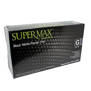 Luva Nitrílica Preta  Caixa com 100 Unidades - SuperMax