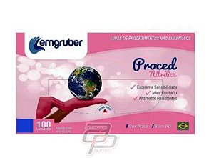 Luva Nitrílica Rosa Caixa com 100 Unidades - Lemgruber