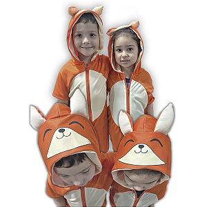 Pijama Raposa Curto Infantil Kigurumi Fantasia