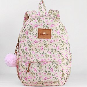 Kit Mochila Feminina Queen Henriquetta - Floral Linho