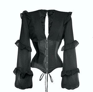 Blusa Corset Mangas longas - Preto