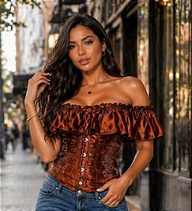 Blusa Corselet Ciganinha -Marrom